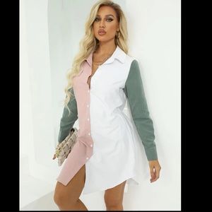 Color-Block button up shirt dress